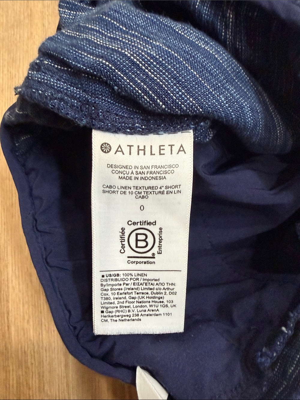 Athleta Cabo Blue 100% Linen Textured Drawstring Shorts Size 0 and 8 - Picture 8 of 11